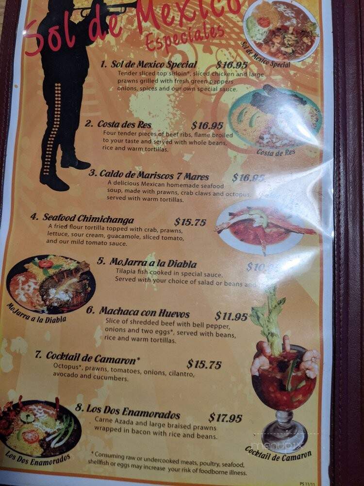 Sol De Mexico - Bellingham, WA menu_pic