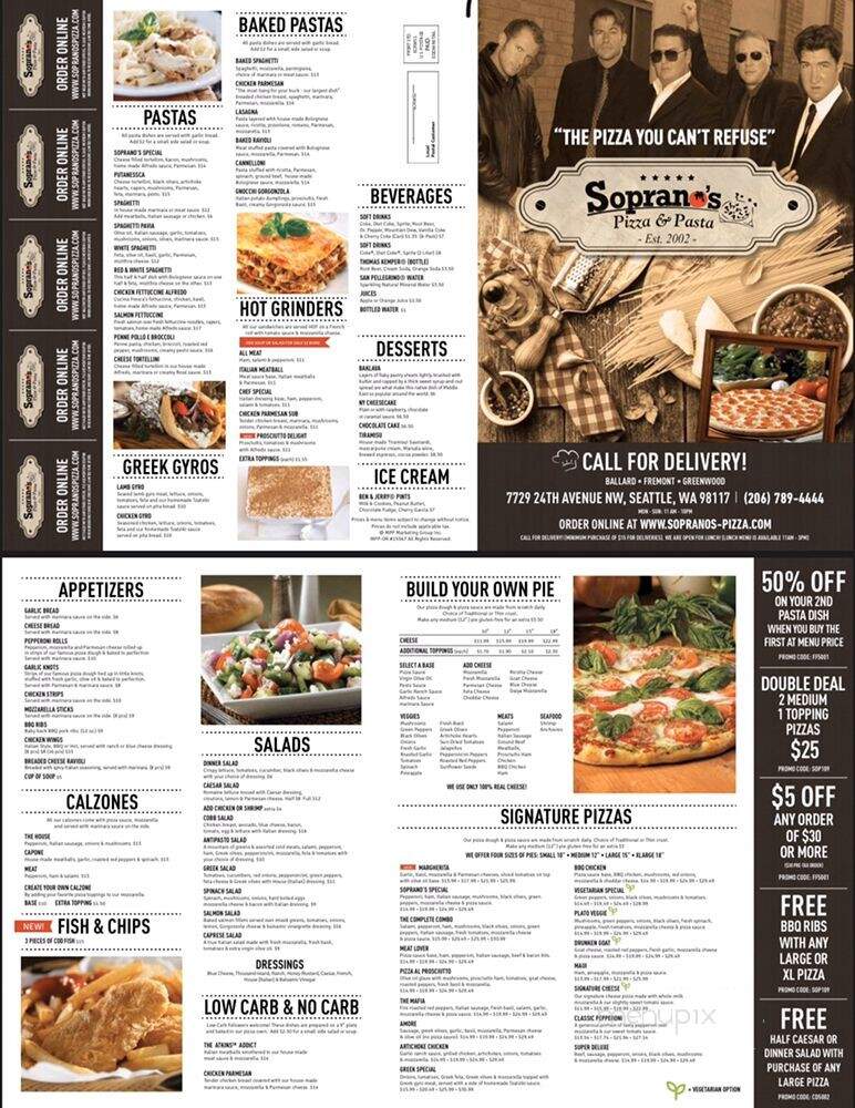 Sopranos Pizza & Pasta - Seattle, WA menu_pic