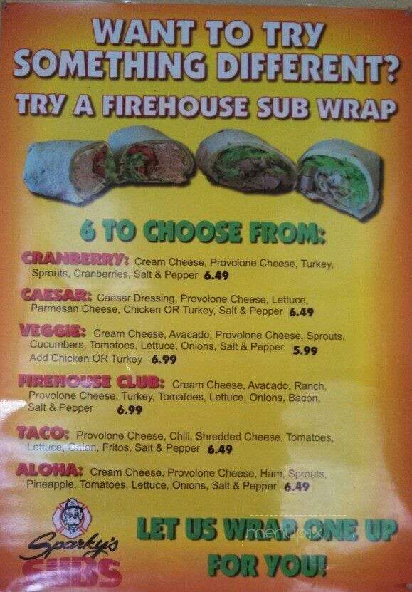 Sparky's Firehouse Subs - Spokane, WA menu_pic