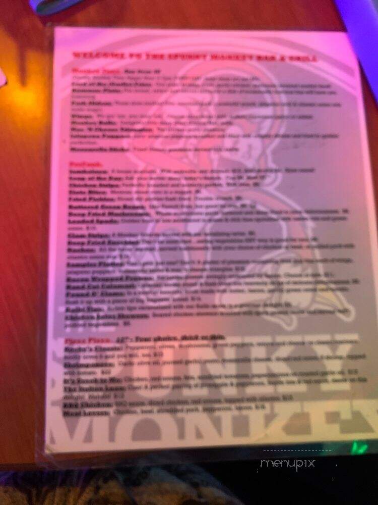 Spunky Monkey Bar & Grill - Auburn, WA menu_pic