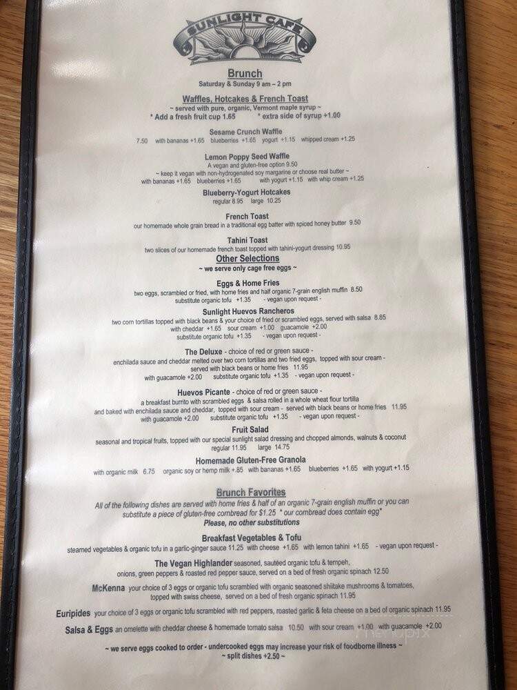 Sunlight Cafe - Seattle, WA menu_pic