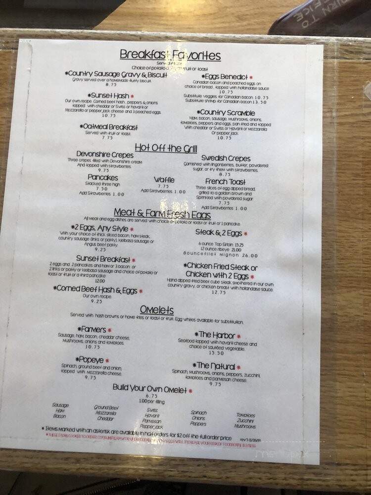 Sunset Grill - Gig Harbor, WA menu_pic