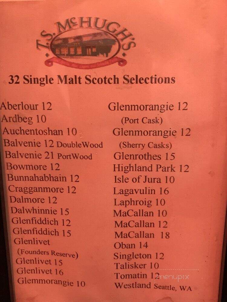 T S McHugh's Restaurant - Seattle, WA menu_pic