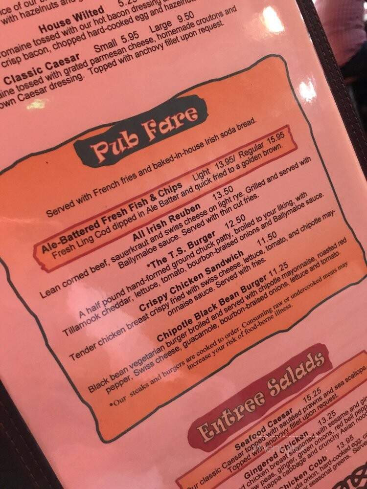 T S McHugh's Restaurant - Seattle, WA menu_pic