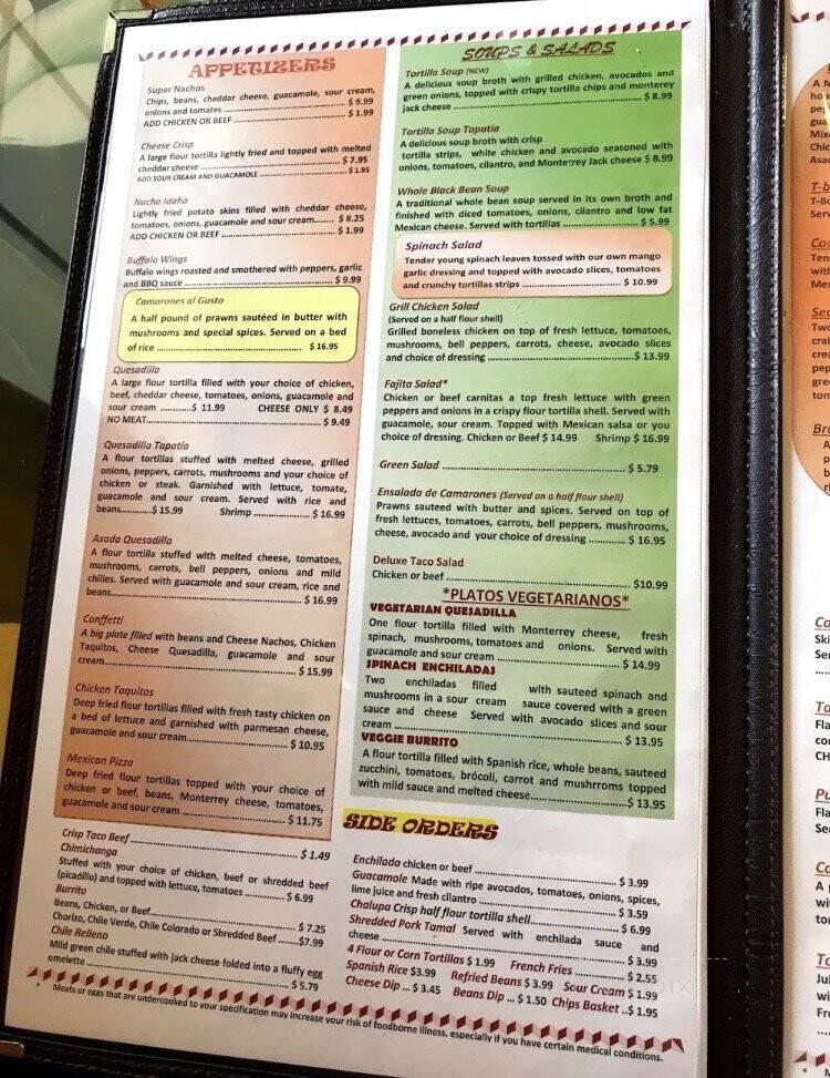 Tapatio Mexican Restaurant - Snohomish, WA menu_pic