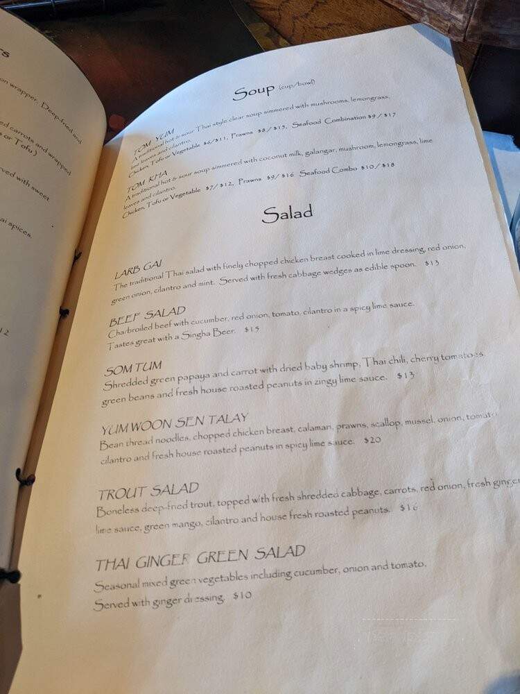 Thai Ginger - Bellevue, WA menu_pic