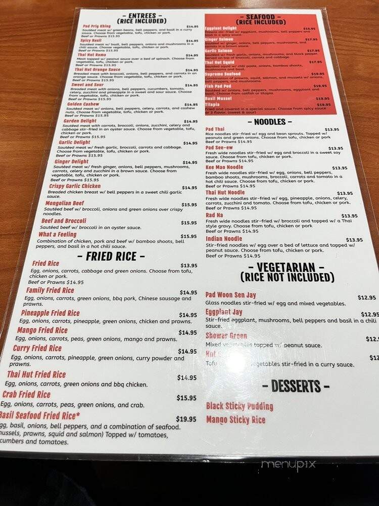 Thai Hut - Tacoma, WA menu_pic