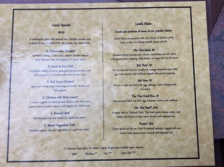 Thai Restaurant - Wenatchee, WA menu_pic
