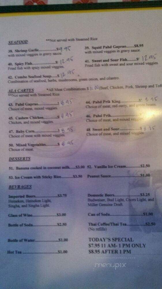 Thong Thai - Tacoma, WA menu_pic