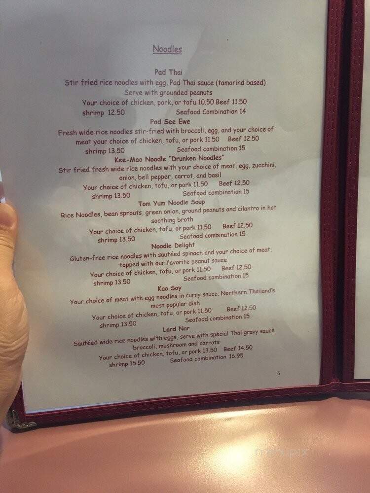 Thumra Thai Restaurant - Kirkland, WA menu_pic