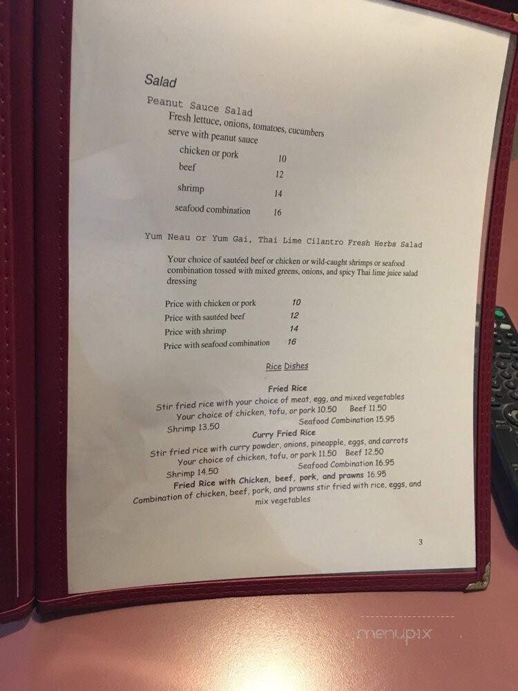 Thumra Thai Restaurant - Kirkland, WA menu_pic