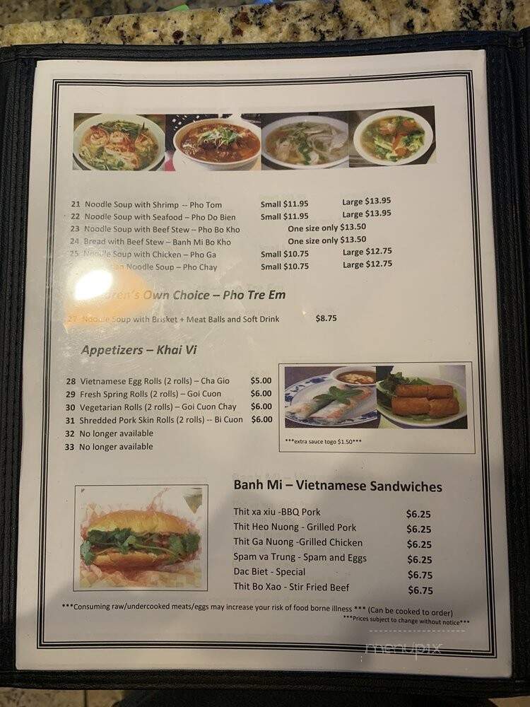 To Liem - Everett, WA menu_pic