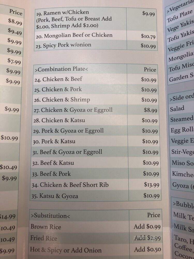 Tokyo Stop Teriyaki - Bellevue, WA menu_pic