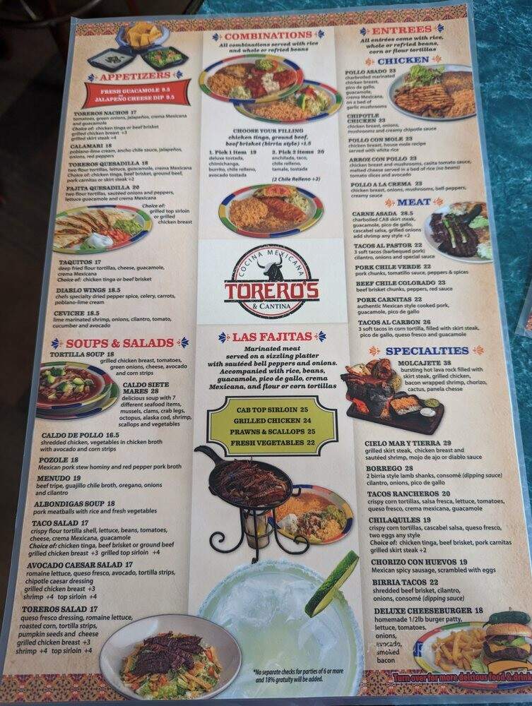 Torero's Mexican Restaurants - Renton, WA menu_pic