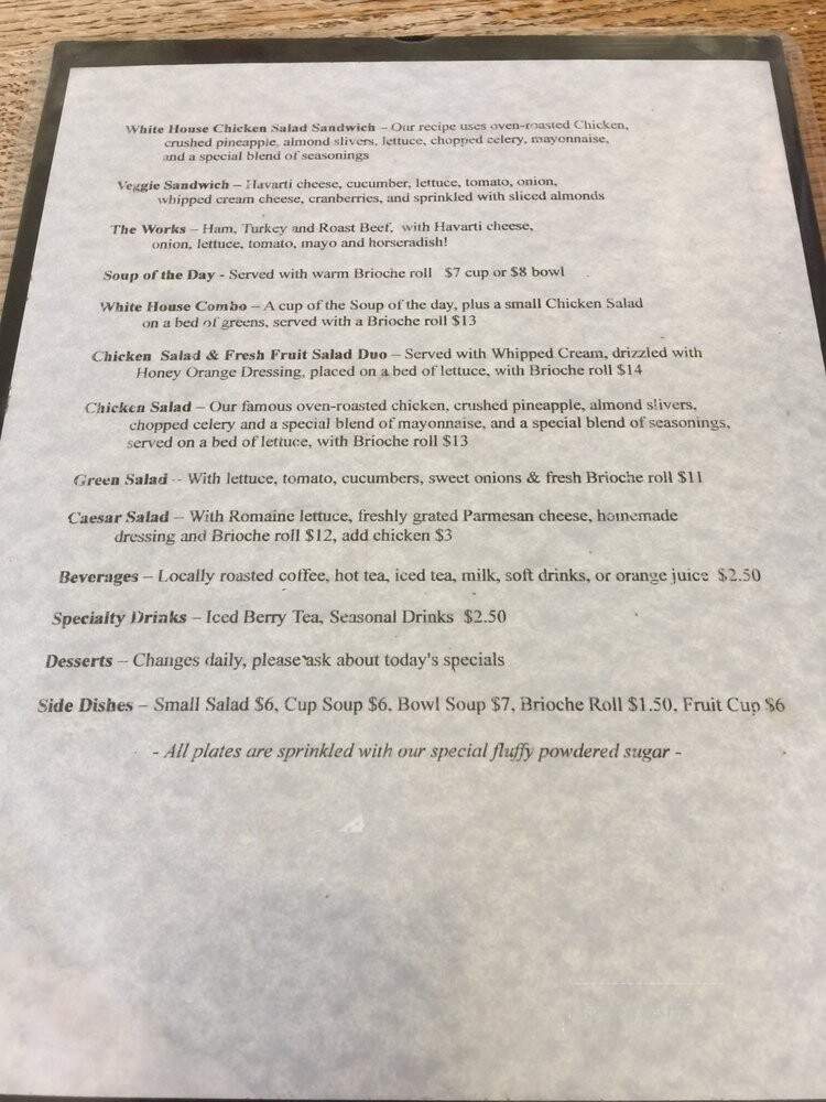 White House Cafe - Yakima, WA menu_pic