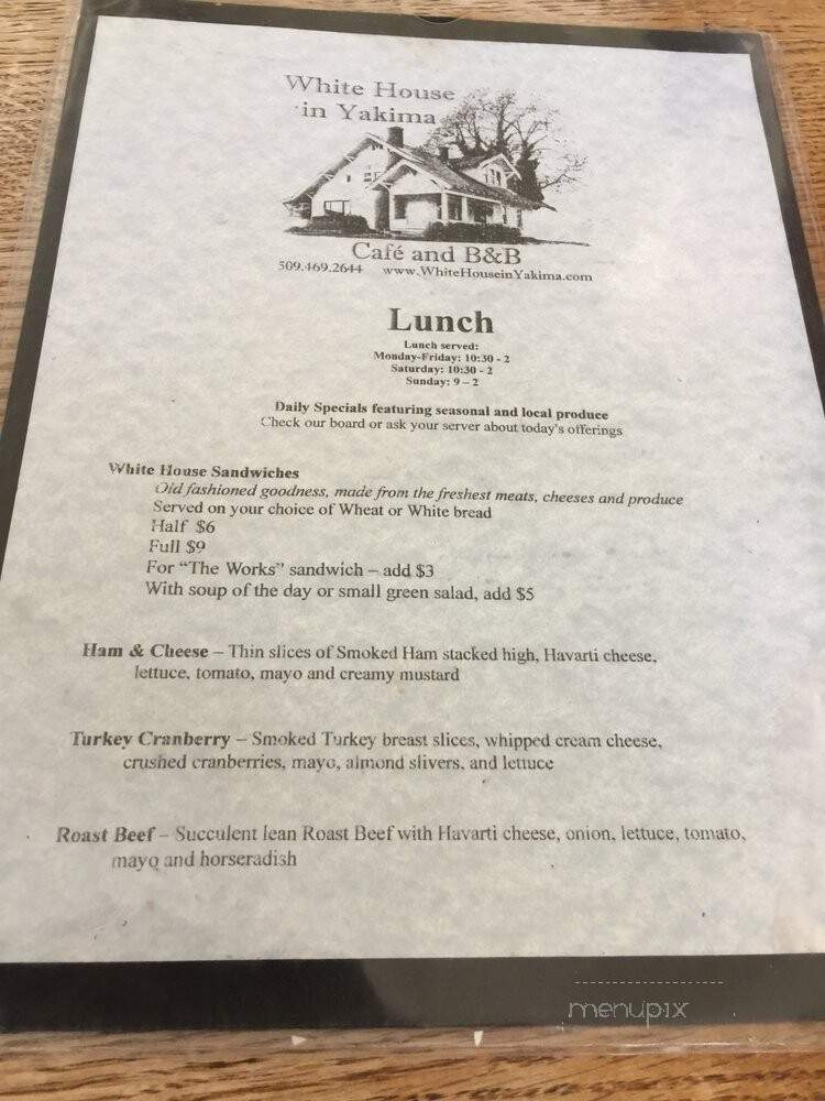 White House Cafe - Yakima, WA menu_pic