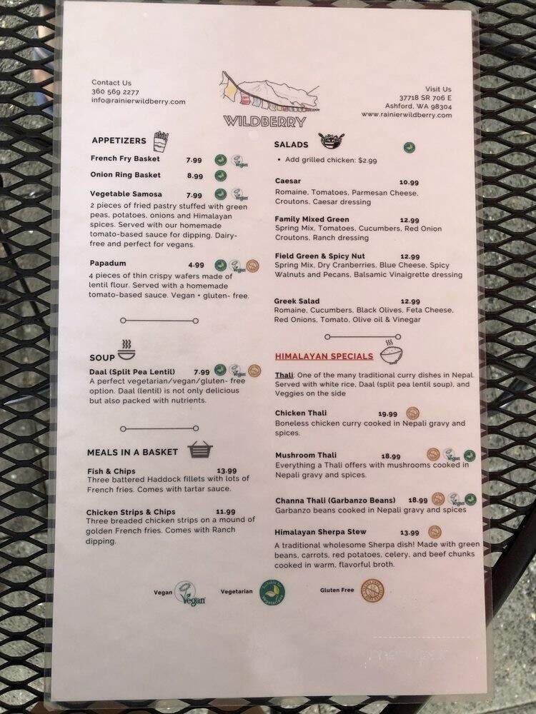 Wild Berry Restaurant & Bakery - Ashford, WA menu_pic