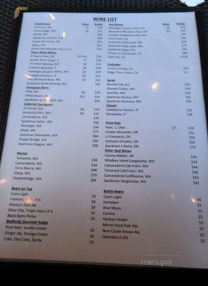 Wildfire - Port Angeles, WA menu_pic