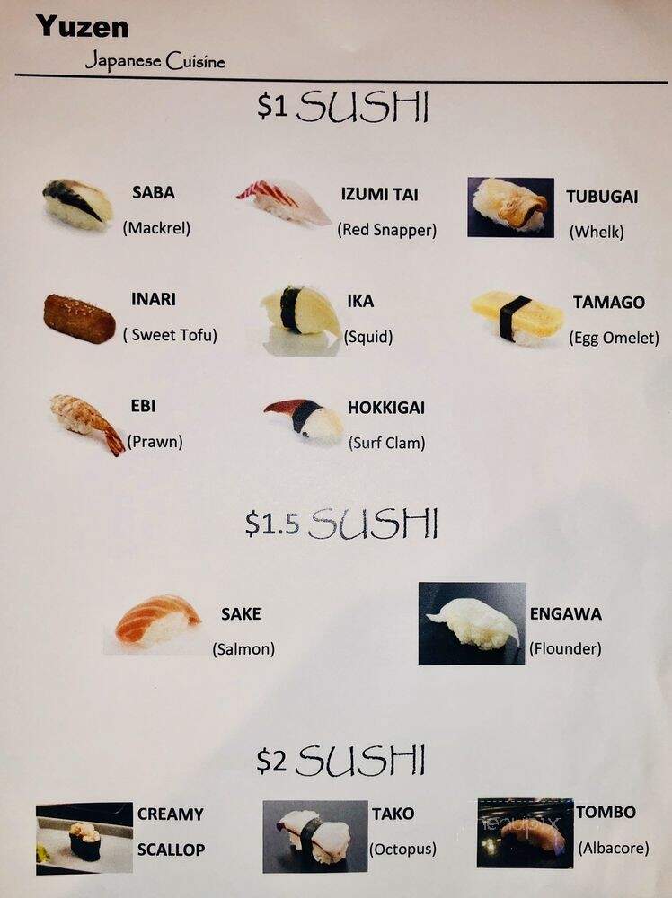 Yuzen Japanese Restaurant - Mercer Island, WA menu_pic
