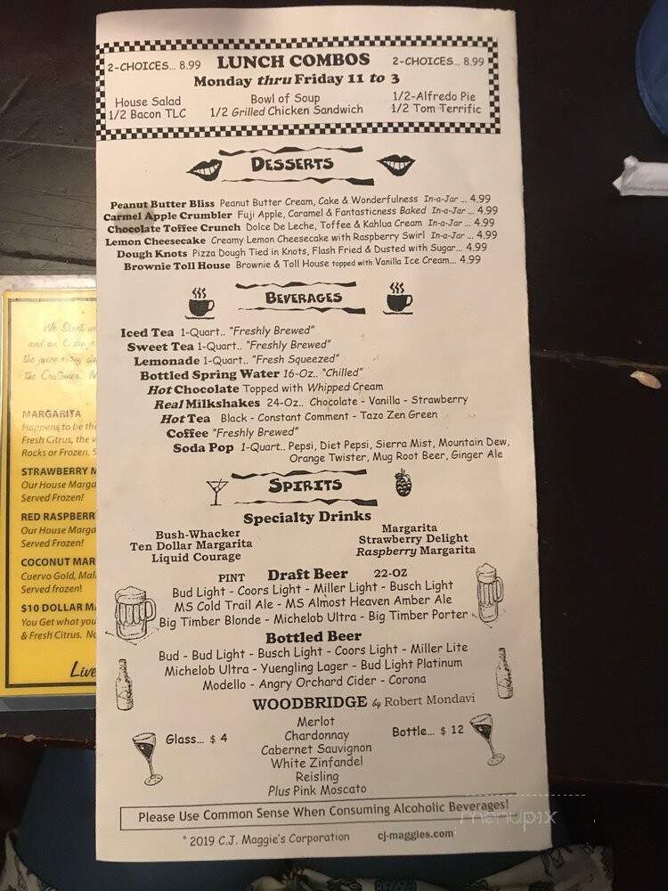 C J Maggie's - Elkins, WV menu_pic