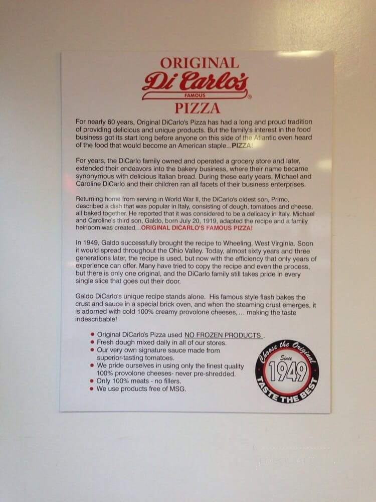 Di Carlo's Pizza - Wheeling, WV menu_pic