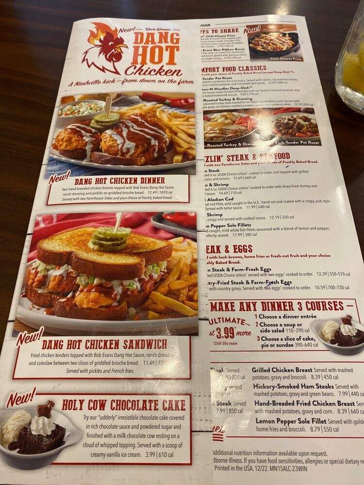 Bob Evans Restaurant - Beckley, WV menu_pic