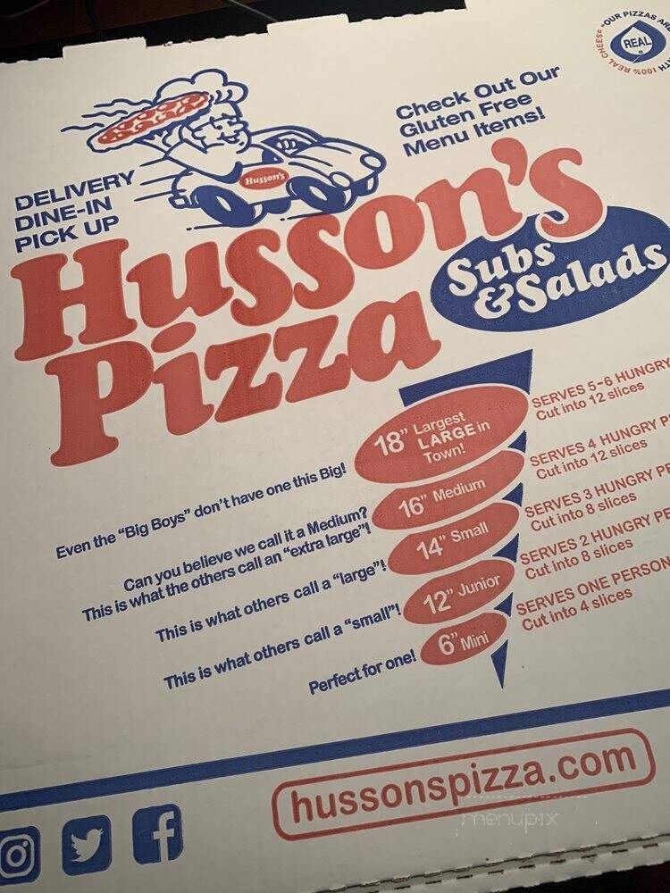 Husson's Pizza - Charleston, WV menu_pic