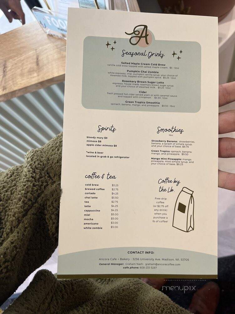 Ancora Coffee Roasters - Madison, WI menu_pic