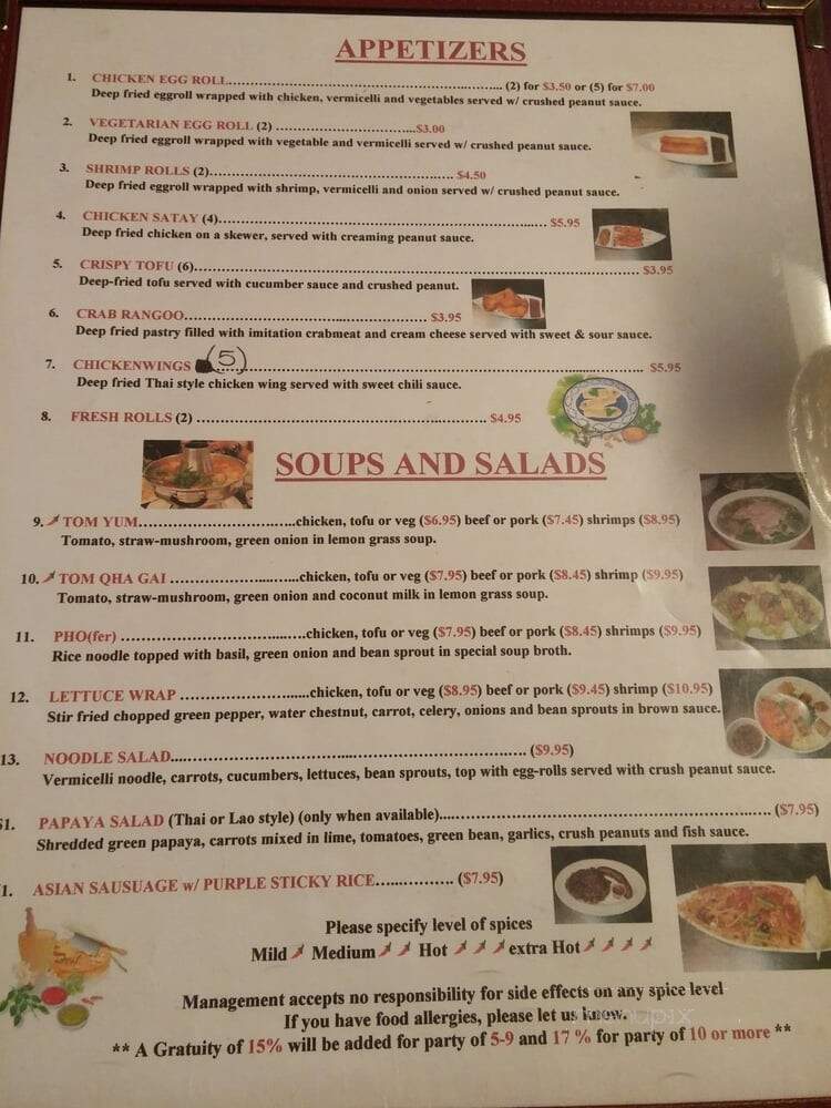 Bangkok Thai Cuisine - Oshkosh, WI menu_pic