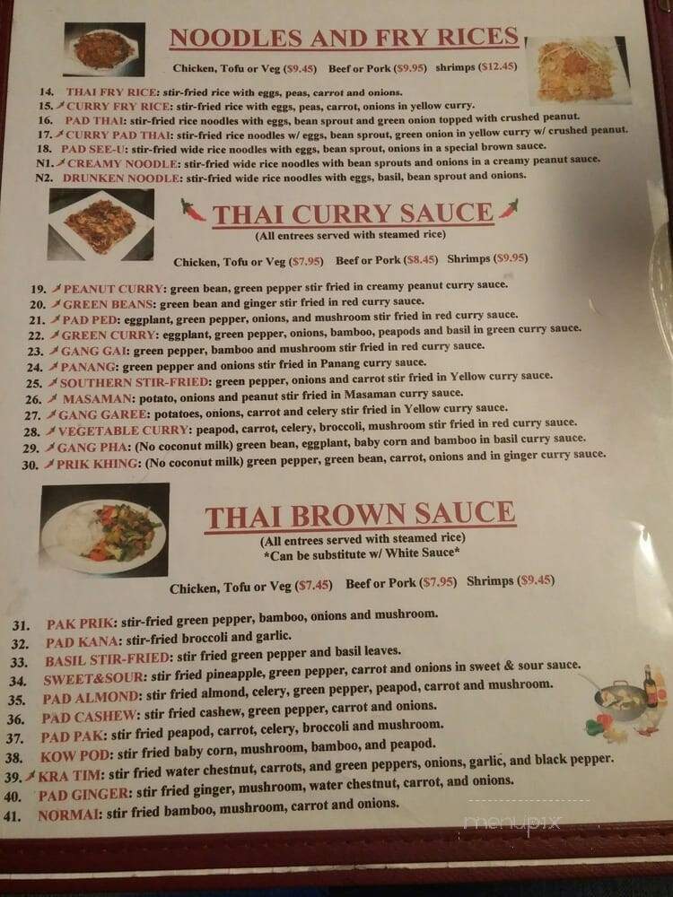Bangkok Thai Cuisine - Oshkosh, WI menu_pic