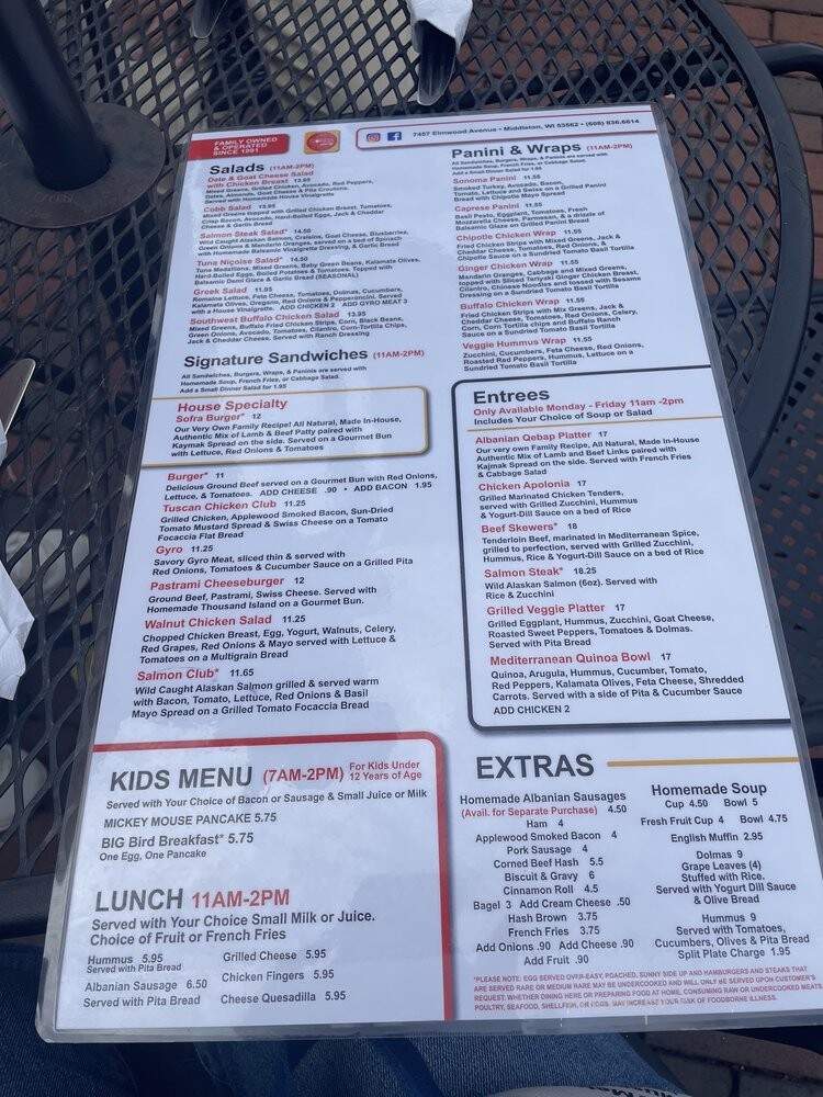 Sofra - Middleton, WI menu_pic
