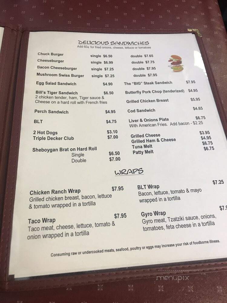 Bills Cafe - Sheboygan, WI menu_pic
