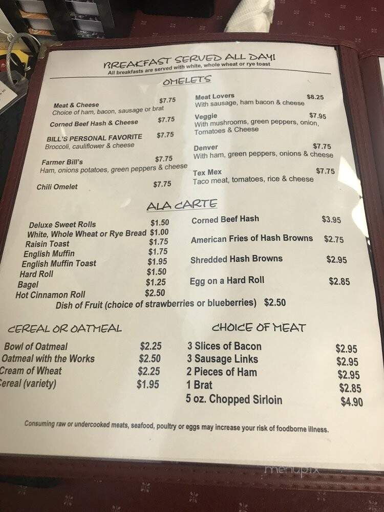Bills Cafe - Sheboygan, WI menu_pic