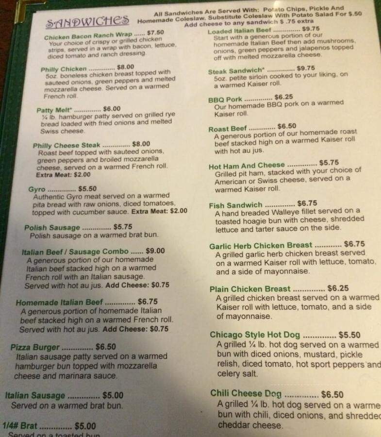 Cabin - Coloma, WI menu_pic