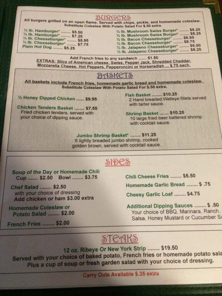 Cabin - Coloma, WI menu_pic