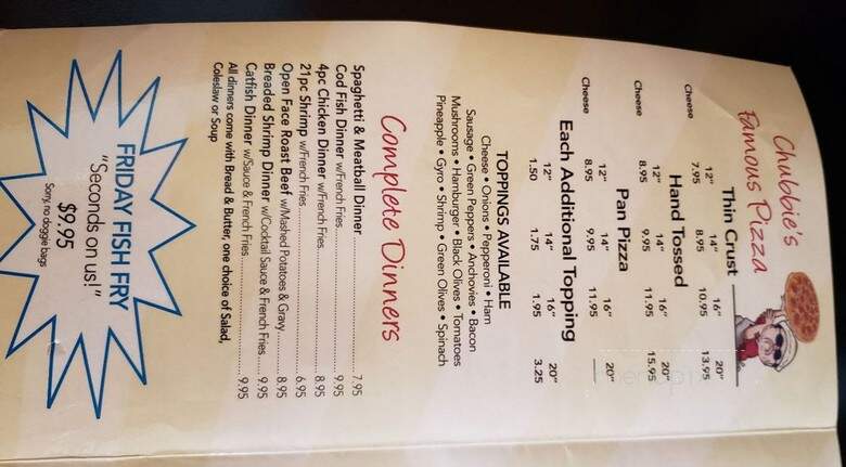 Chubbie's Pizzeria - Racine, WI menu_pic