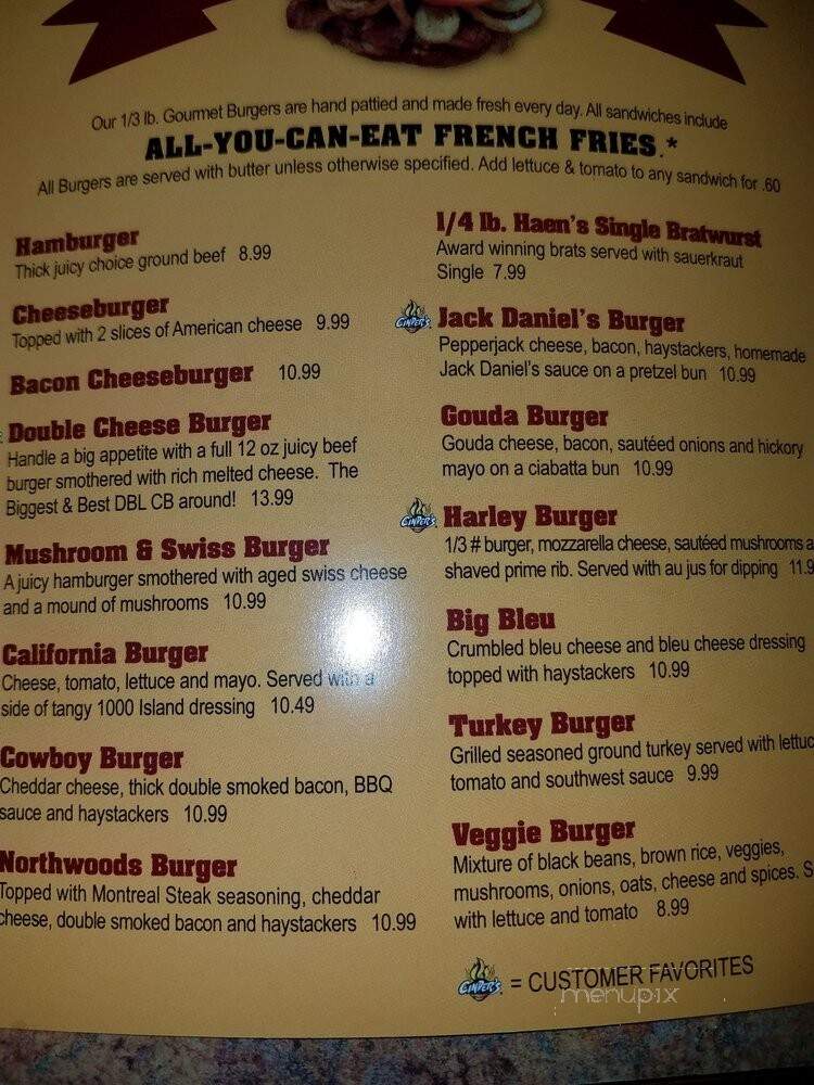 Cinders Charcoal Grill - Appleton, WI menu_pic
