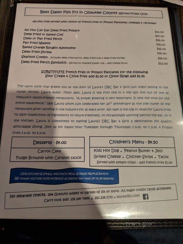 Donges Bay Clubhouse - Mequon, WI menu_pic