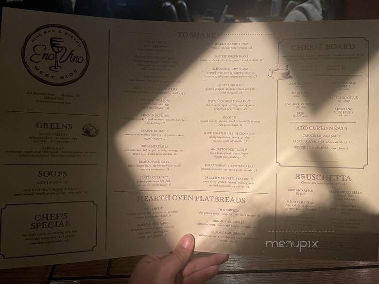 Eno Vino Wine Bar & Bistro - Madison, WI menu_pic