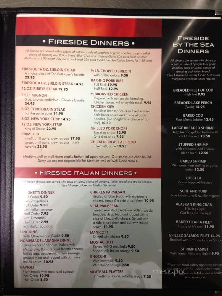 Fireside Reistaurant & Lounge - Kenosha, WI menu_pic
