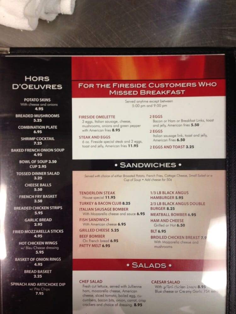 Fireside Reistaurant & Lounge - Kenosha, WI menu_pic
