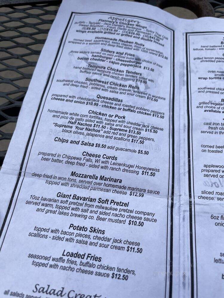 Flannery's - Milwaukee, WI menu_pic