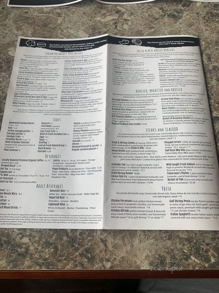 Forum II Family Restaurant - Milwaukee, WI menu_pic