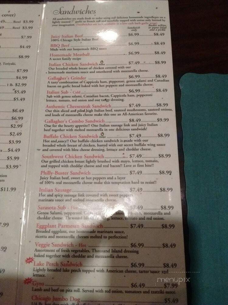 Gallagher's Pizza - Green Bay, WI menu_pic