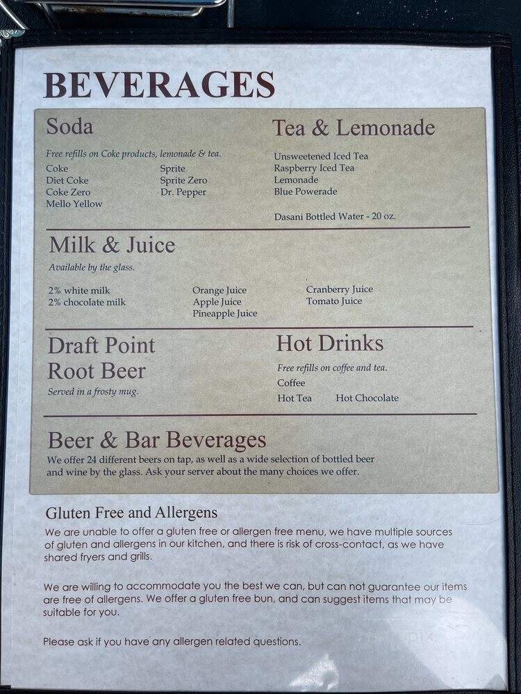 Hilltop Pub & Grill Restaurant - Stevens Point, WI menu_pic