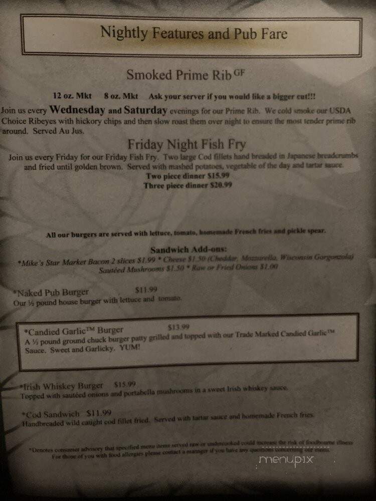 Houligan's Steak & Seafood Pub - Eau Claire, WI menu_pic