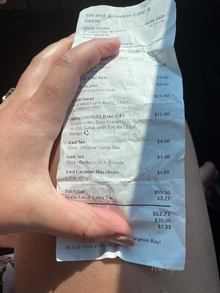 Java On Jefferson - Sturgeon Bay, WI menu_pic