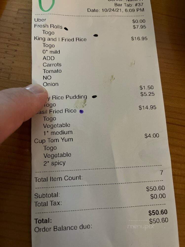 King & I Restaurant - Milwaukee, WI menu_pic