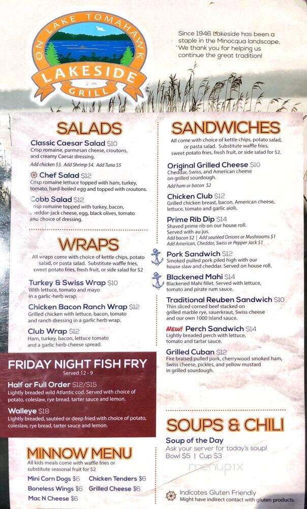 Lakeside Restaurant Bar Marina - Minocqua, WI menu_pic