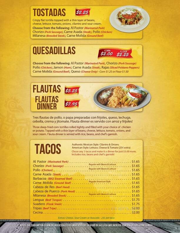 Los Taquitos - Kenosha, WI menu_pic